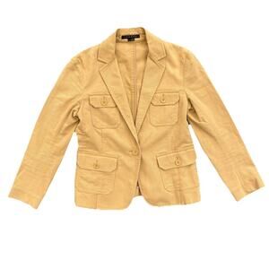 Theory 100% Cotton Brown Khaki Blazer Single Button Jacket Women’s Size 0